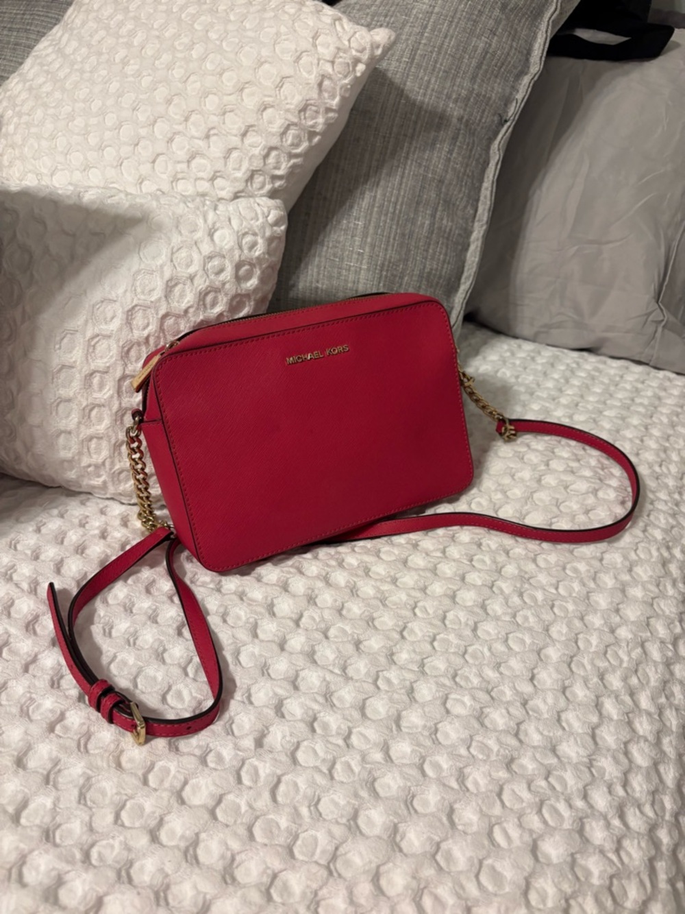 Michael Kors Fuchsia Leather Crossbody Camera Bag